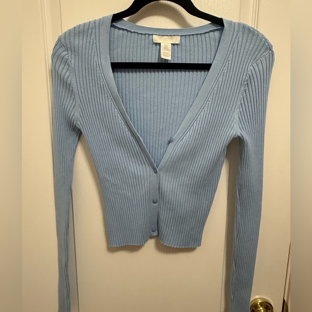 H&M Sky Blue Ribbed Cardigan